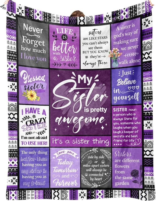 Birthday Gift Blanket for Sister - Soft Purple Throw 60