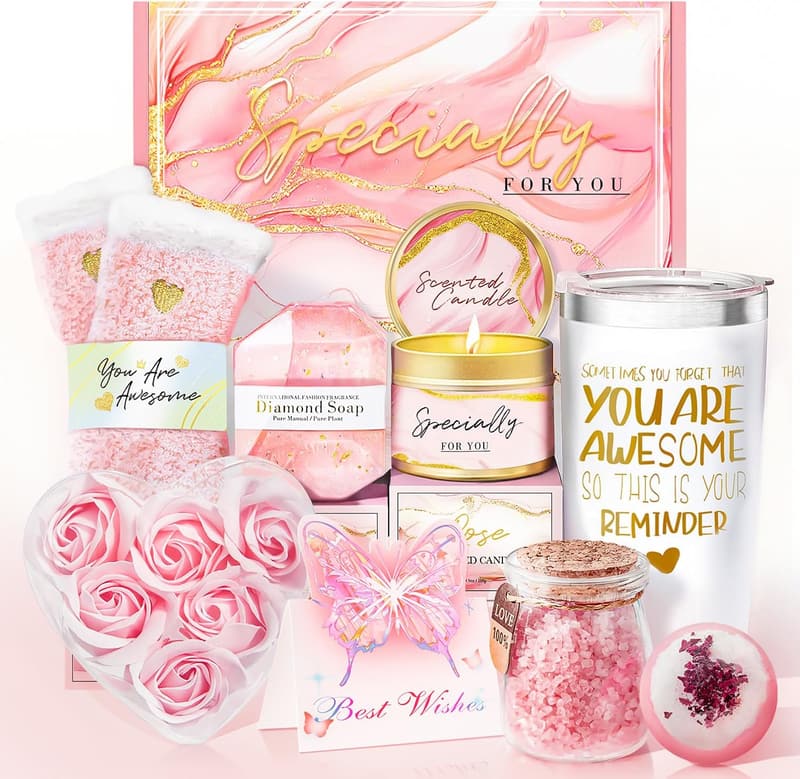 Birthday Spa Gift Basket for Women – Relaxing Rose Treats