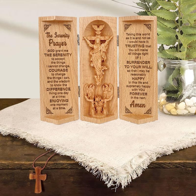 Christian Wooden Nativity Statue - Jesus Home Décor Sculpture