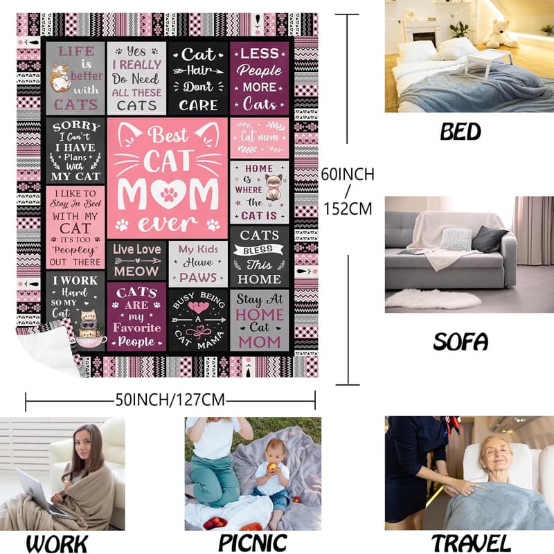 Cat Lover Blanket for Women, 60