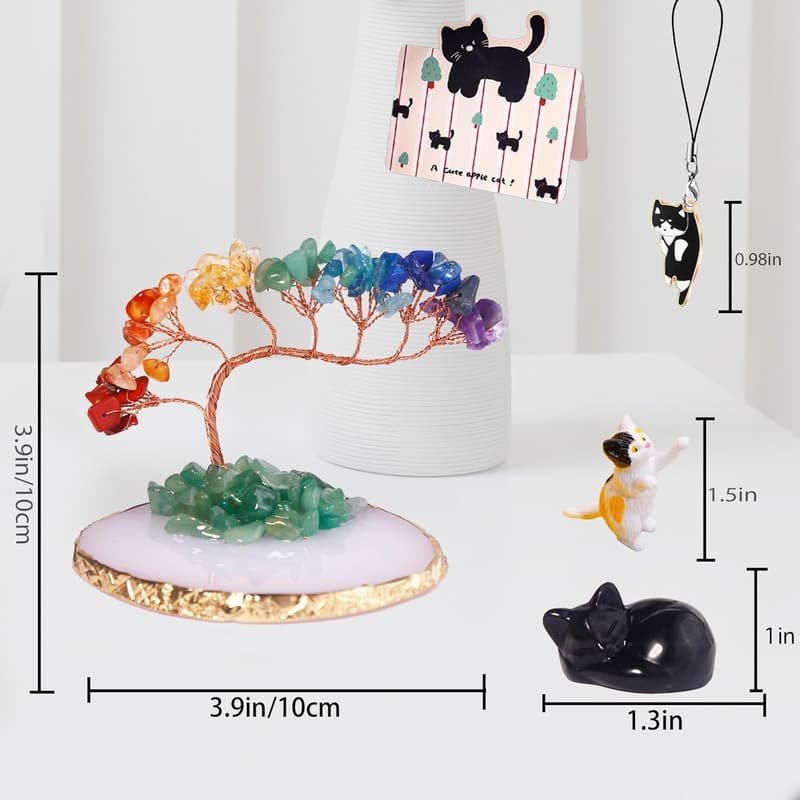 Black Obsidian Chakra Cat Statue - Healing Stones Decor for Cat Lovers