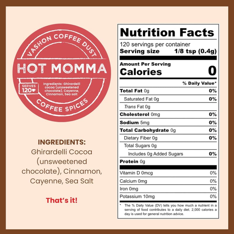 Hot Momma Coffee Spice Blend - Cocoa, Cayenne, Cinnamon
