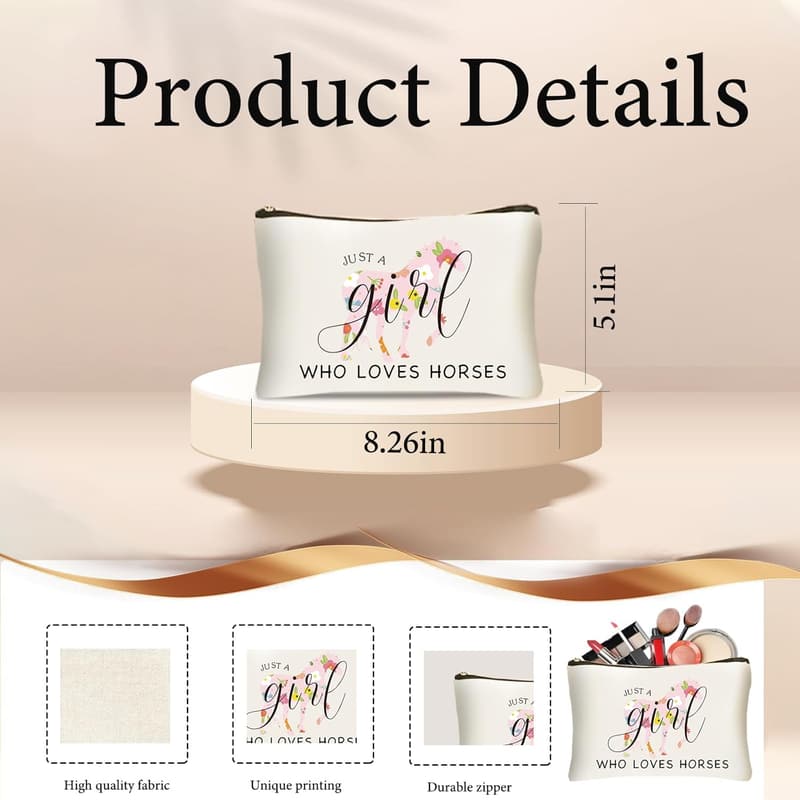 Horse Lover Tote Bag Set - Reusable Grocery & Makeup Bag
