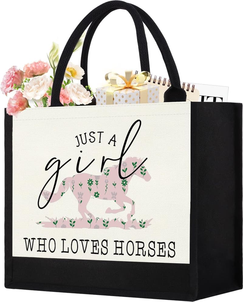 Cute Horse Canvas Tote Bag - Ideal Gift for Horse Lovers