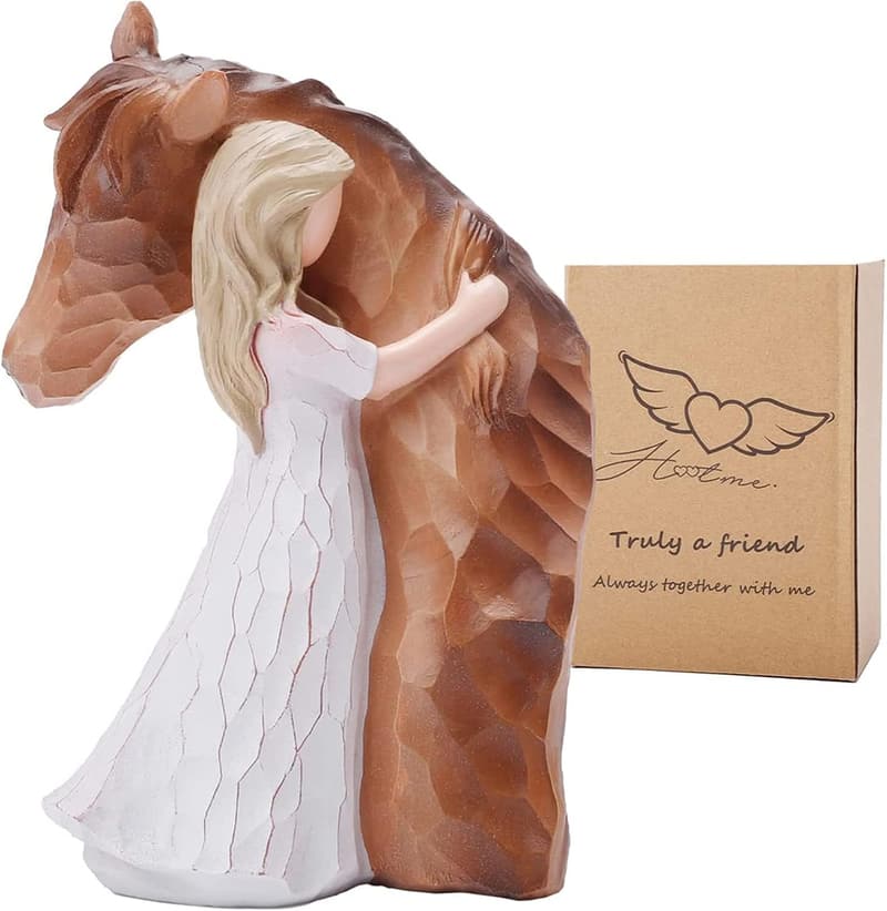 Hand-Painted Horse Statue Decor for Women and Horse Lovers