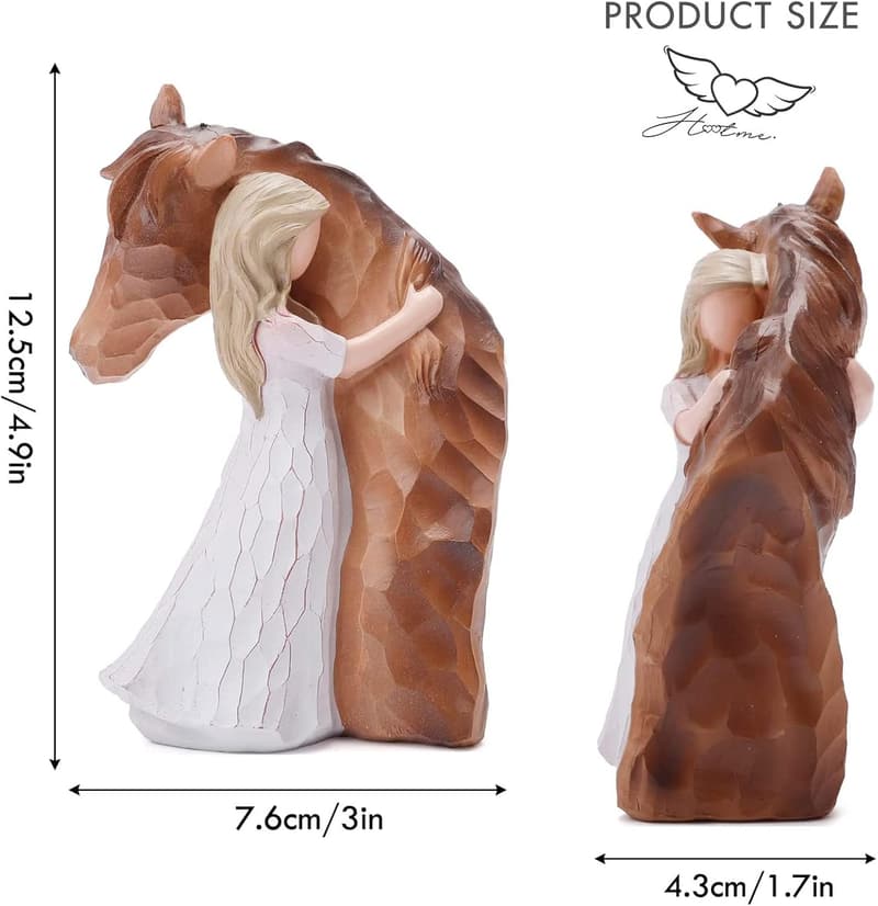 Hand-Painted Horse Statue Decor for Women and Horse Lovers