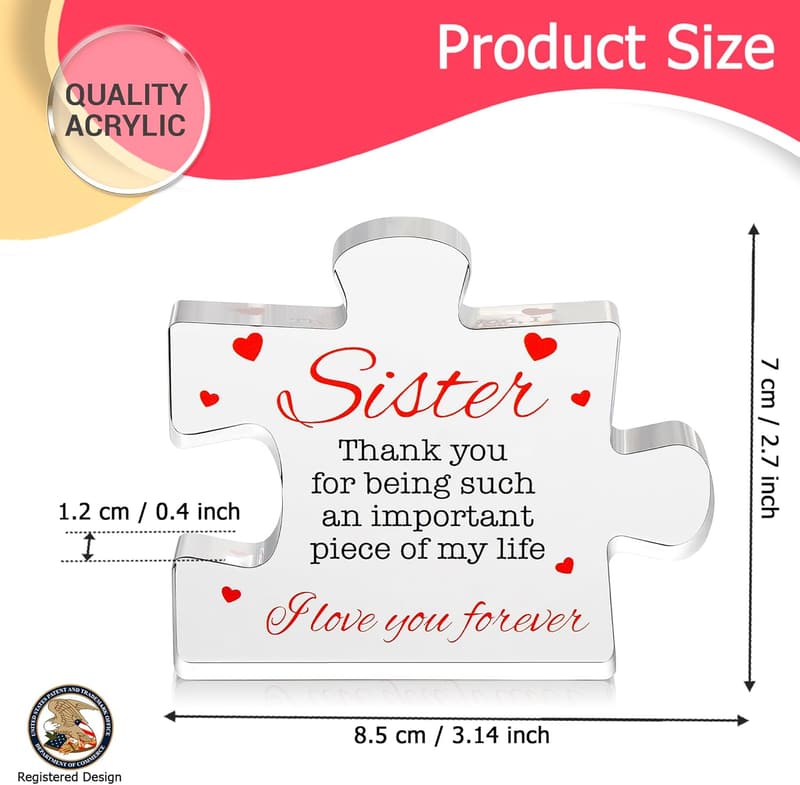 Sister's Birthday Gift - Engraved Acrylic Block Puzzle