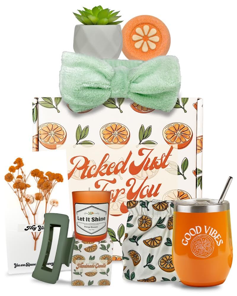 Orange Themed Women's Gift Basket - Care Package & Self Care
