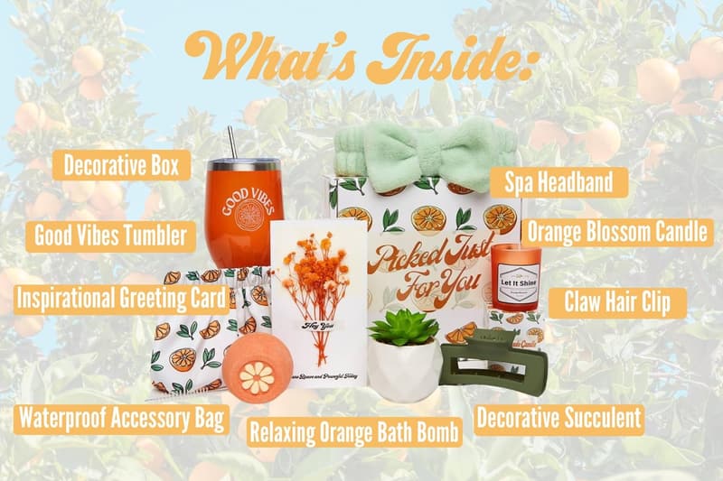 Orange Themed Women's Gift Basket - Care Package & Self Care