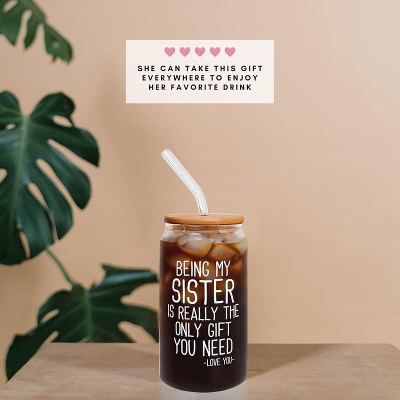 Birthday Gift for Sister - 16 Oz Can Glass
