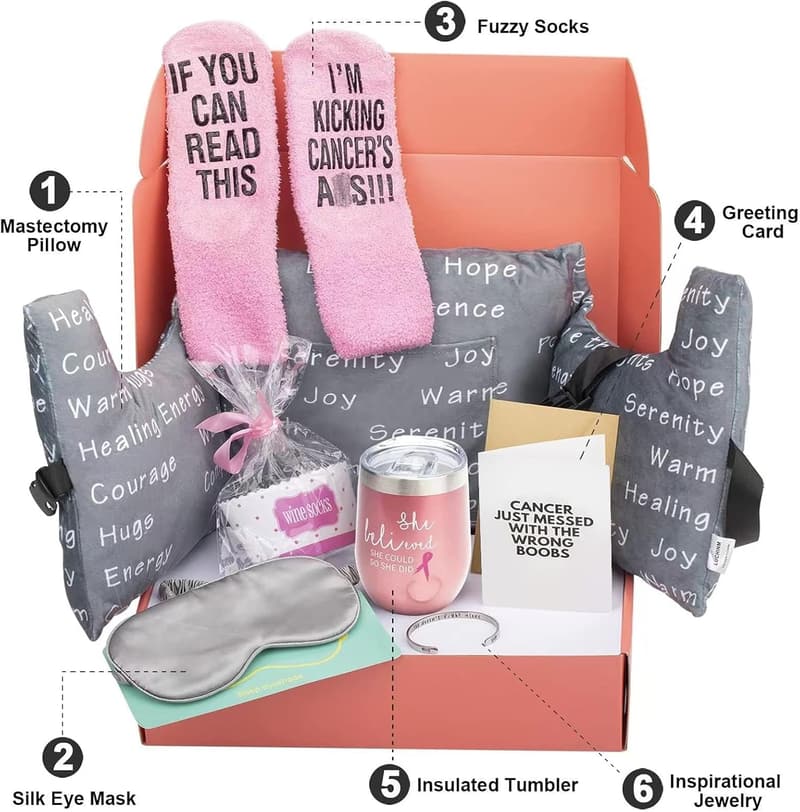 Breast Cancer Care Package with Mastectomy Pillow for Women