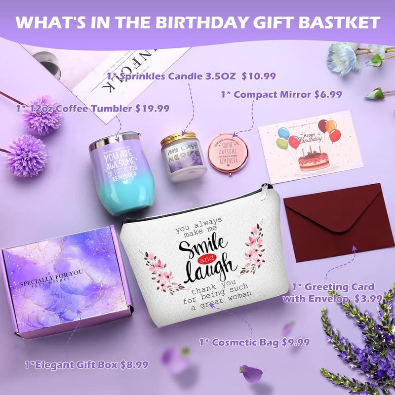 Birthday Gift Basket for Women – Unique Best Friend Treat