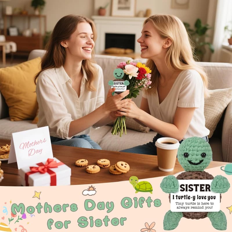 Handmade Cute Turtle Gift for Sisters - Mother's Day & Birthday