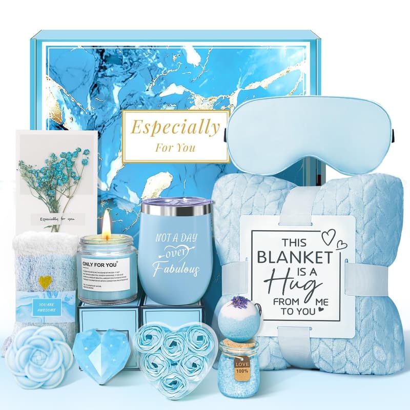 Spa Care Package Basket for Women - Get Well Gift with Blanket & Tumbler