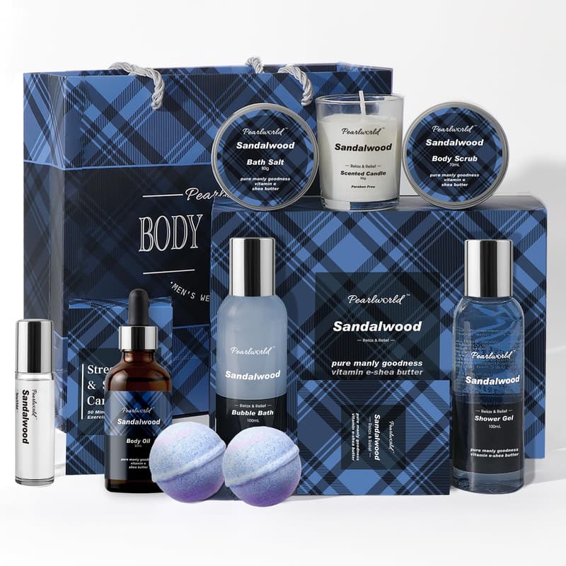 Ocean Scented Spa Gift Set for Men - 12-Piece Bath Kit