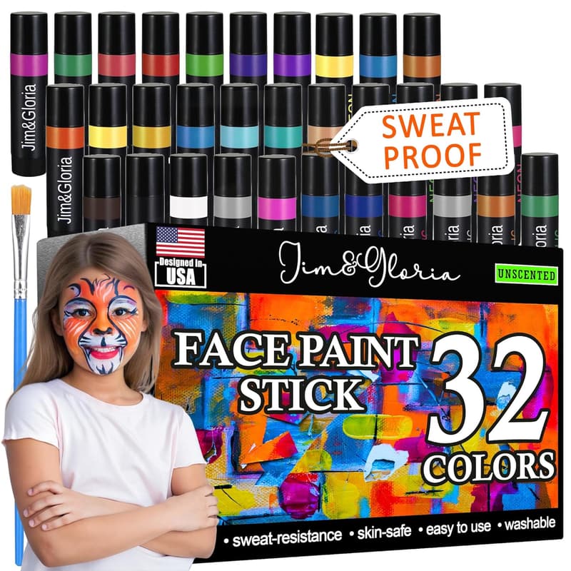 Kids' 4th of July Face Painting Kit - 32 Washable Colors