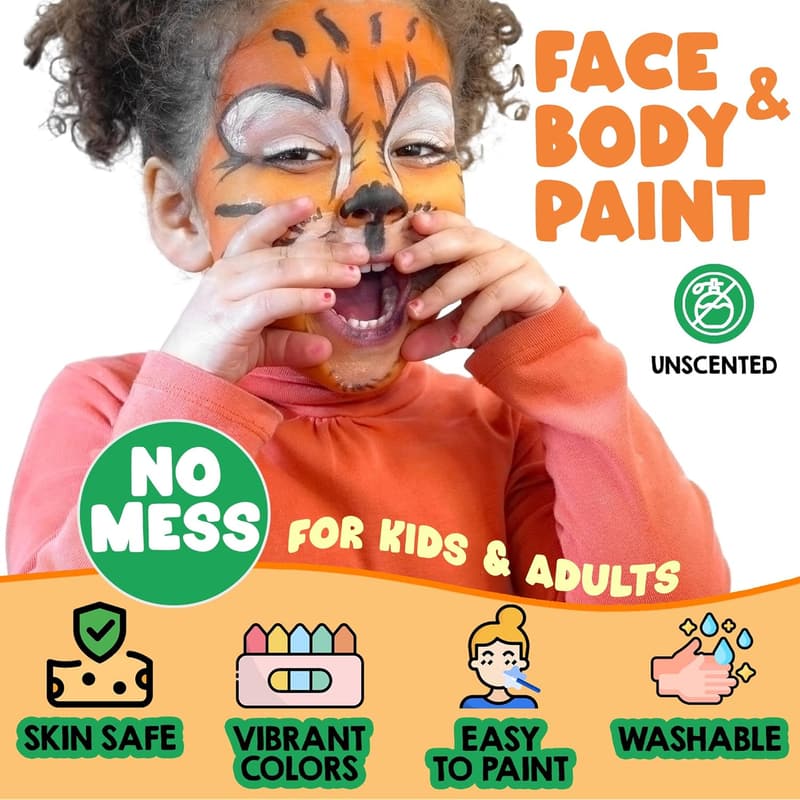 Kids' 4th of July Face Painting Kit - 32 Washable Colors