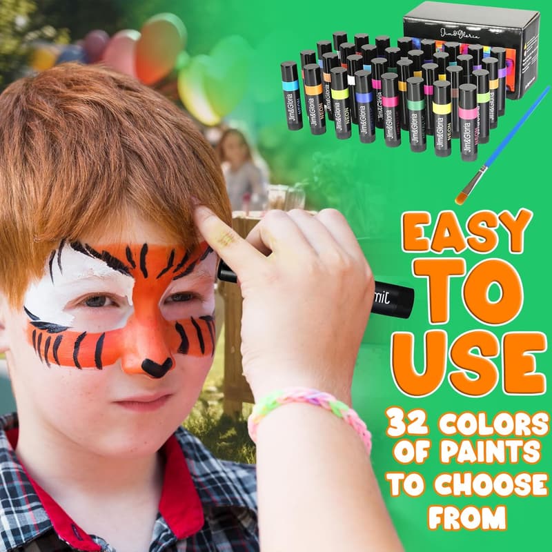 Kids' 4th of July Face Painting Kit - 32 Washable Colors