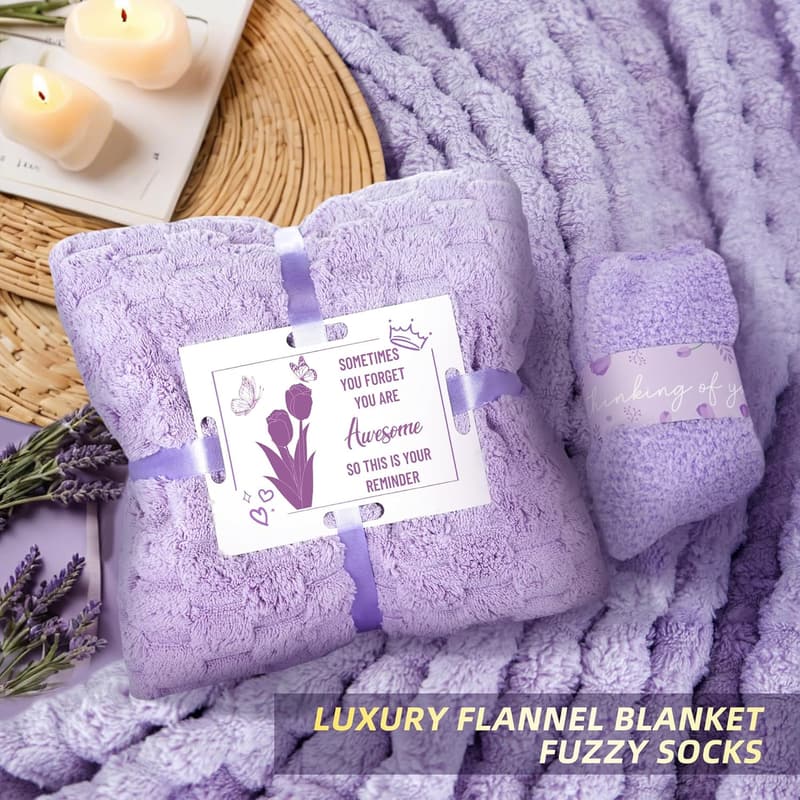 Spa Gift Set for Women with Flannel Blanket & Tumbler