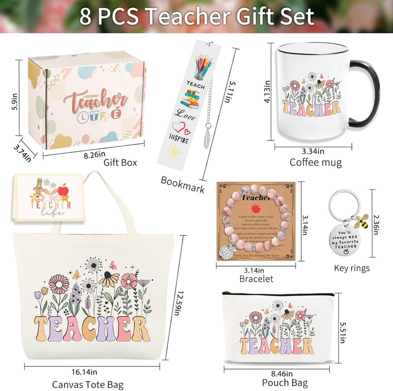 Teacher Appreciation Flower Mug Gift Set | 8 PCS