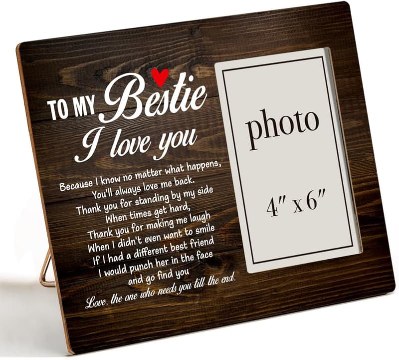 Best Friends Wood Photo Frame for 4x6 Picture Display