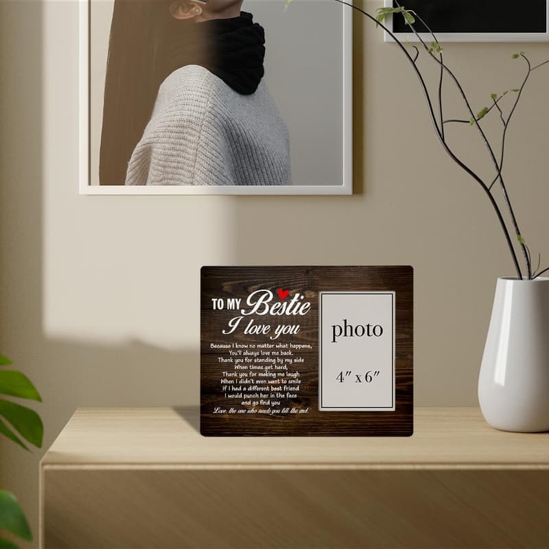 Best Friends Wood Photo Frame for 4x6 Picture Display