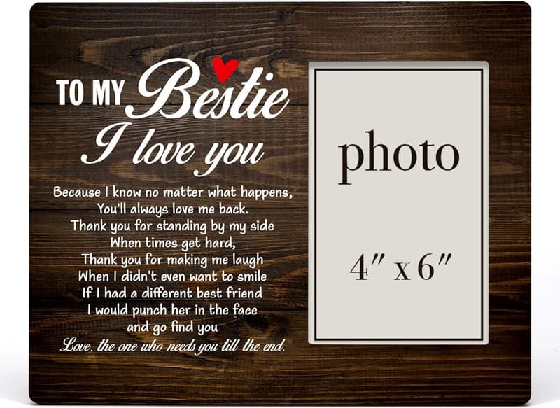 Best Friends Wood Photo Frame for 4x6 Picture Display