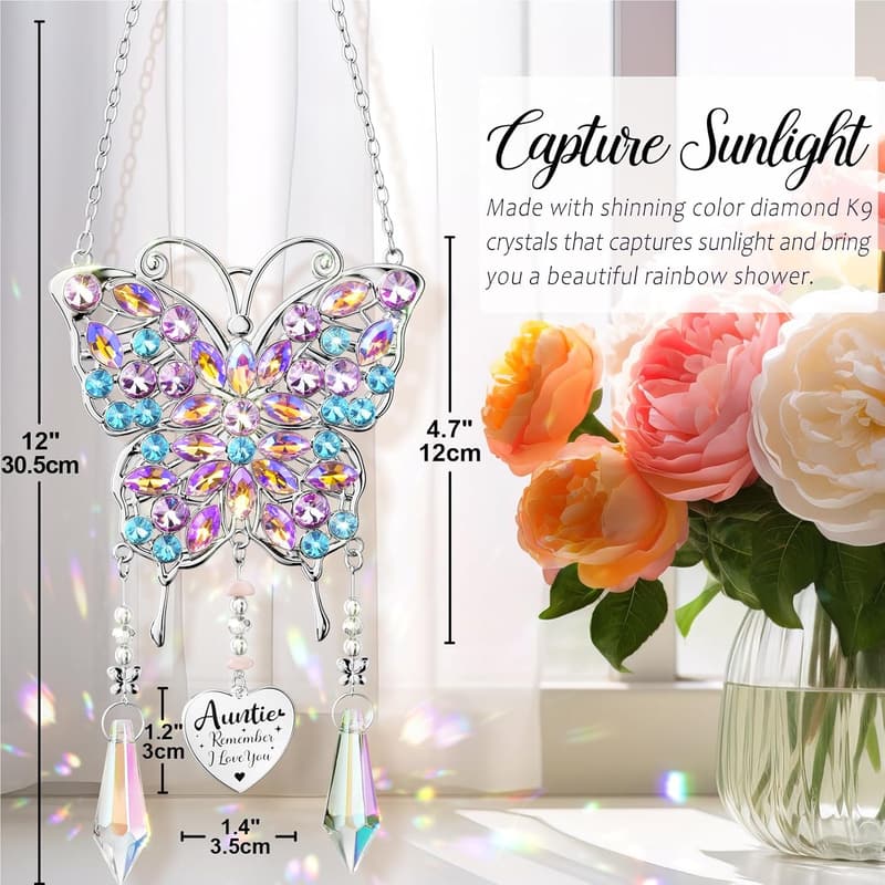 Mother's Day Butterfly Crystal Sun Catcher for Aunt