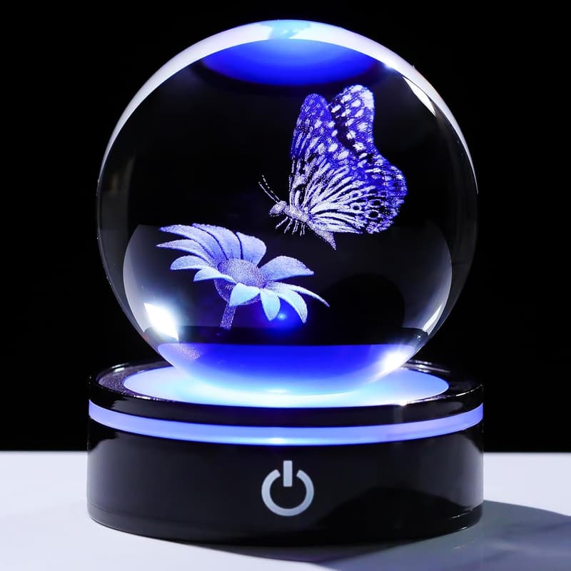 LED Butterfly Crystal Ball Night Light for Home Decor