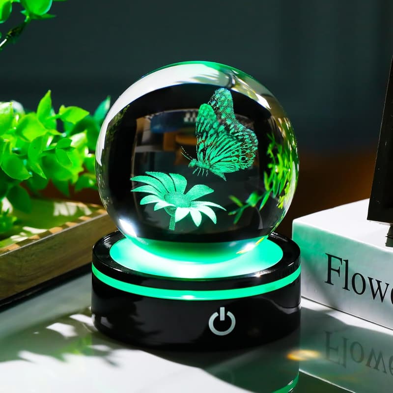 LED Butterfly Crystal Ball Night Light for Home Decor