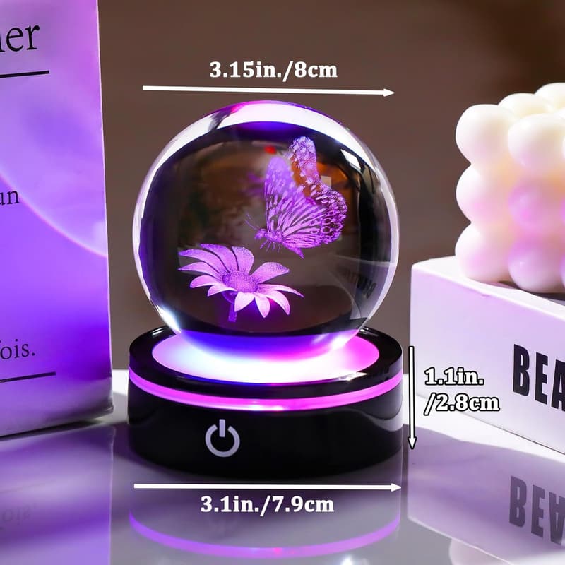 LED Butterfly Crystal Ball Night Light for Home Decor