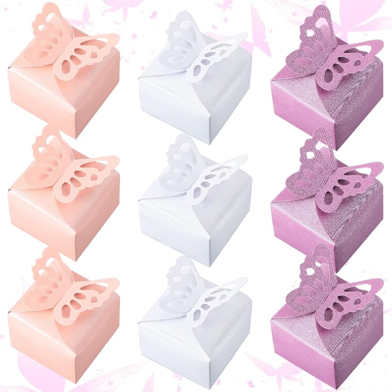 Butterfly Favor Boxes Set for Weddings and Parties (60 Pieces)