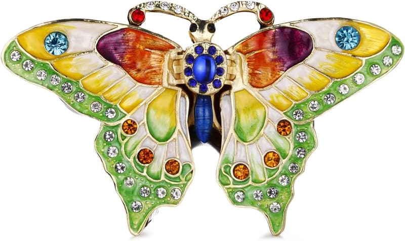 Butterfly Trinket Box - Hand-Painted Enamel Jewelry Organizer