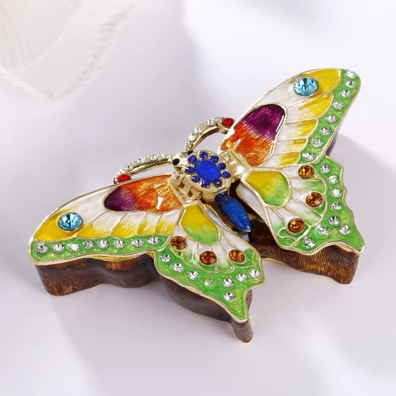 Butterfly Trinket Box - Hand-Painted Enamel Jewelry Organizer