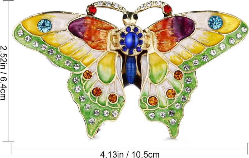 Butterfly Trinket Box - Hand-Painted Enamel Jewelry Organizer