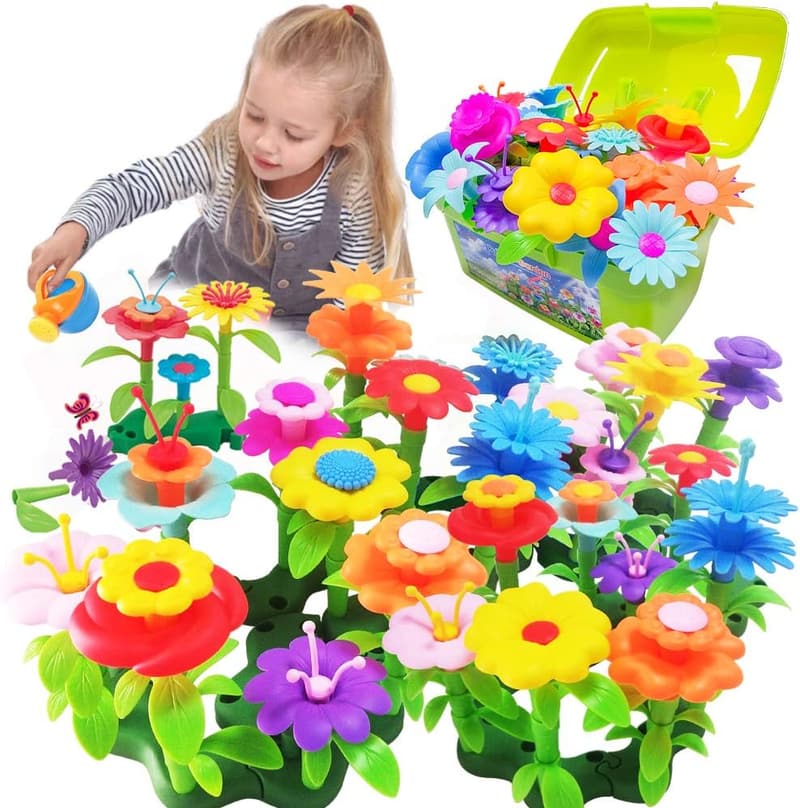 Flower Garden Building Toys Set for Kids, 130 PCS Educational Playset