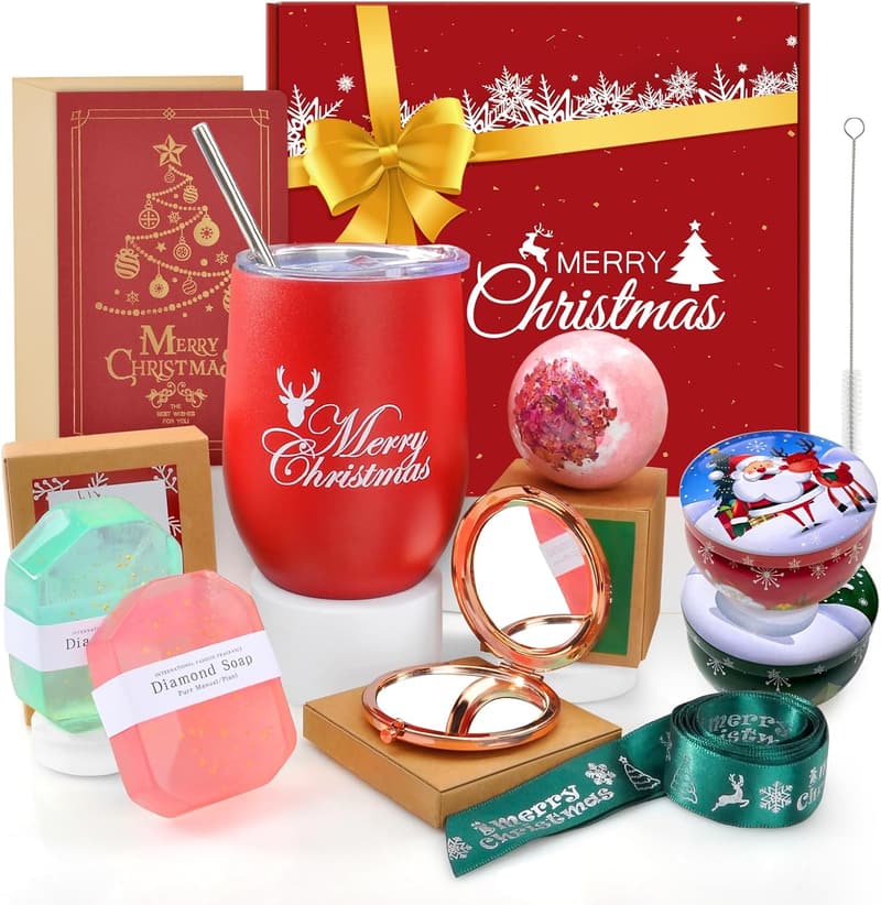 Holiday Gift Set for Her - Unique Soap, Candle & Tumbler