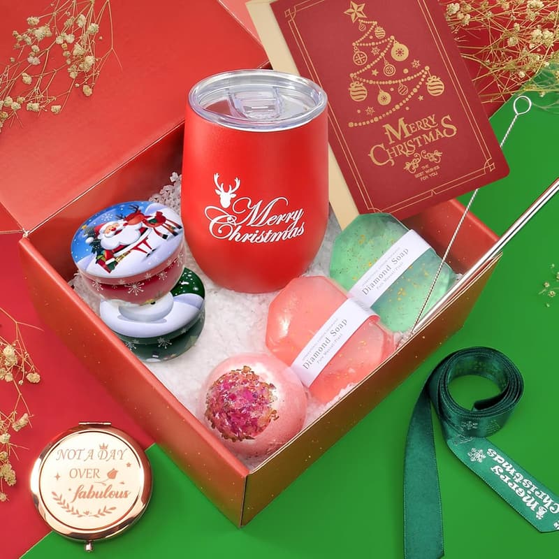 Holiday Gift Set for Her - Unique Soap, Candle & Tumbler