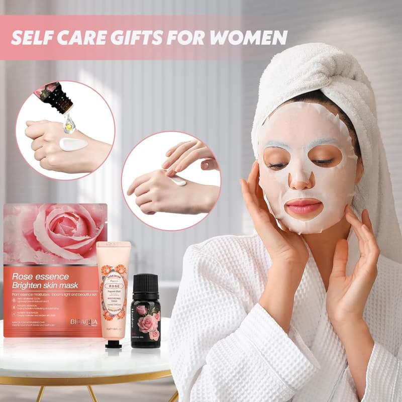 Spa Relaxation Gift Basket for Women - Self-Care Set (Pink)
