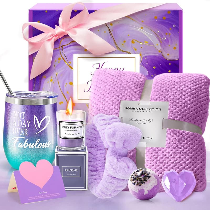 Birthday Self-Care Gift Basket: Luxury Blanket & Relaxation Items