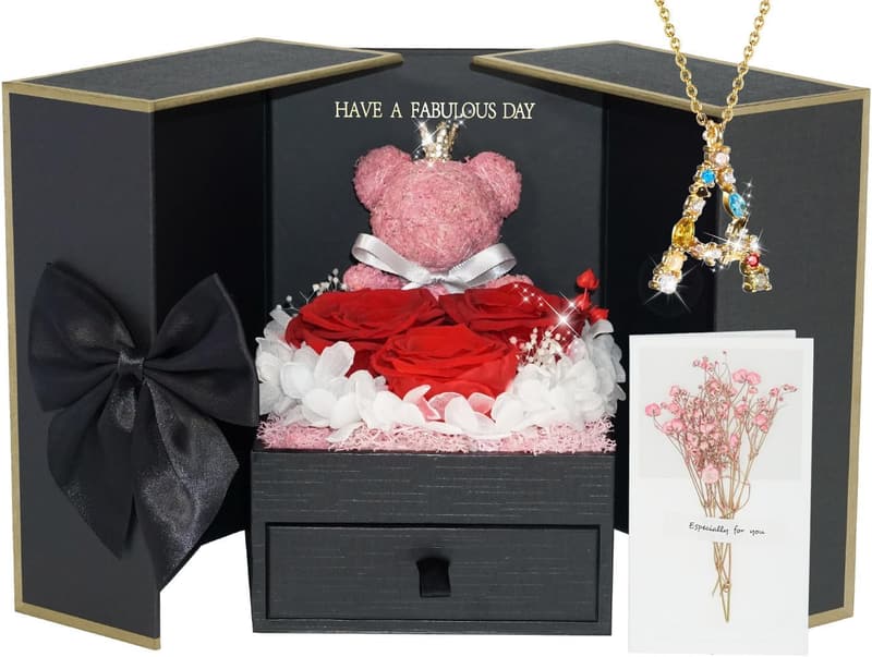 Eternal Rose Gift Box with Personalized Necklace for Her