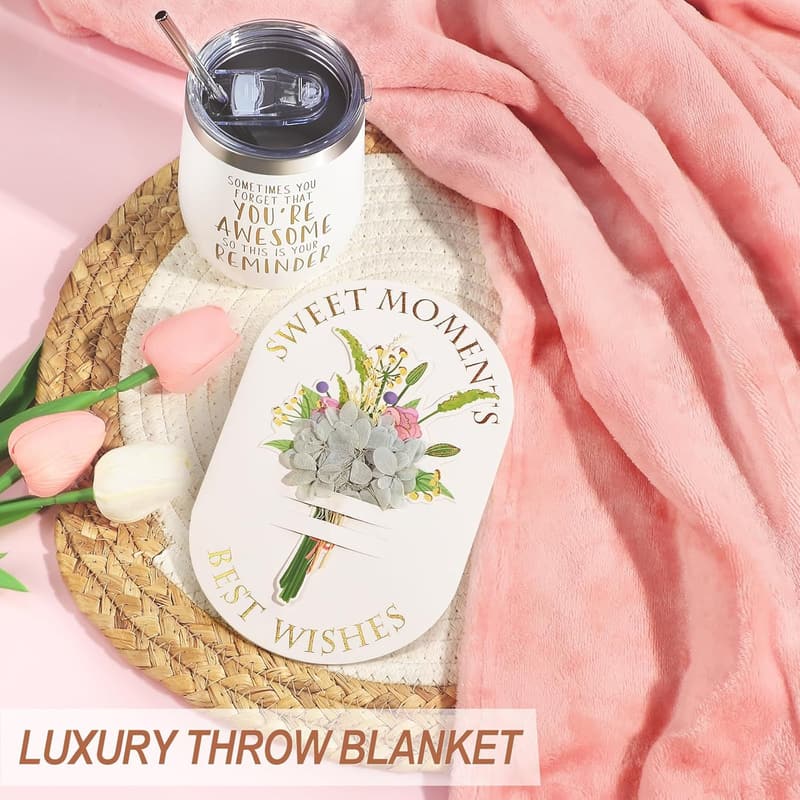 Women's Birthday Spa Gift Basket with Flannel Blanket