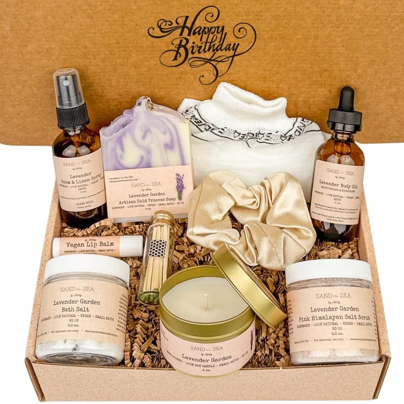 Handmade Lavender Spa Gift Box for Women's Birthday