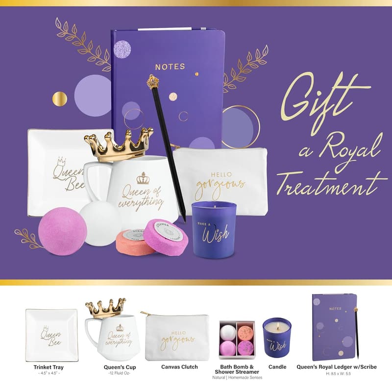 Birthday Gift Basket for Women - 12-Pack Royal Queen Set