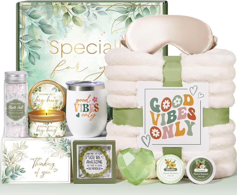 Spa Gift Basket for Women - Relaxation Care Package with Blanket