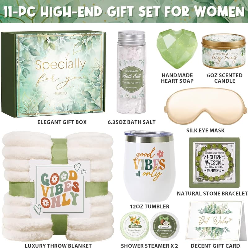 Spa Gift Basket for Women - Relaxation Care Package with Blanket
