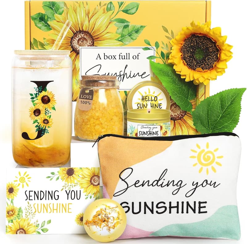 Get Well Soon Sunflower Spa Gift Basket for Women