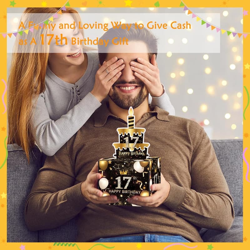 17th Birthday Cash Gift Money Box with Pull-Out Feature