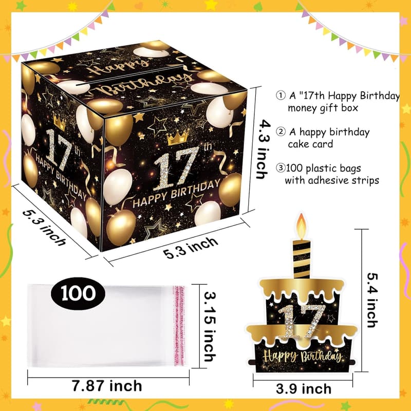 17th Birthday Cash Gift Money Box with Pull-Out Feature