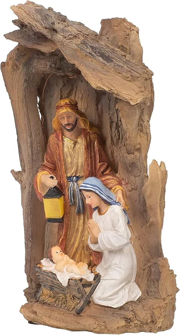 Christmas Nativity Scene - LED Light-up Driftwood Creche